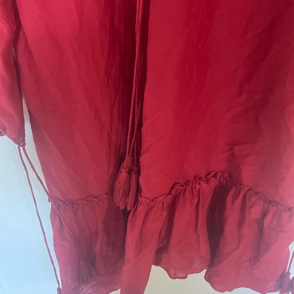 Derek Lam 10 Crosby Lane boho mini dress red tassels size 8 - Picture 9 of 11